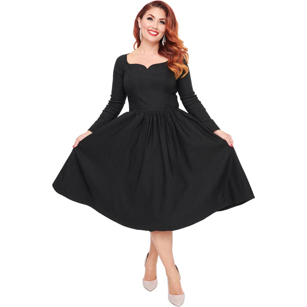UNIQUE VINTAGE UNIQUE VINTAGE SWEETHEART LONG SLEEVE SWING DRESS