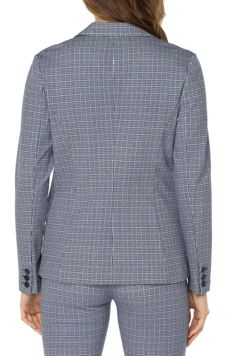 Liverpool Los Angeles Plaid Fitted Open Front Knit Blazer, Alternate, color,