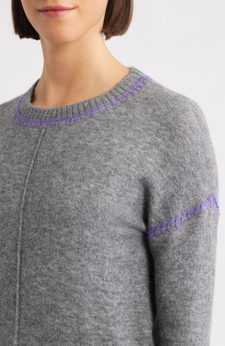 Hatley Charcoal Blanket Stitch Mélange Sweater, Alternate, color, Charcoal