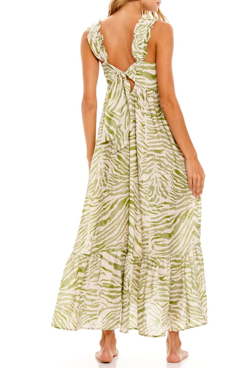 The Lazy Poet Mika Olive Zebra Linen Nightgown, Alternate, color, Green