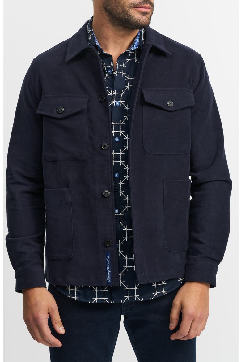 Rowland Knit Shirt Jacket, Main, color, NAVY