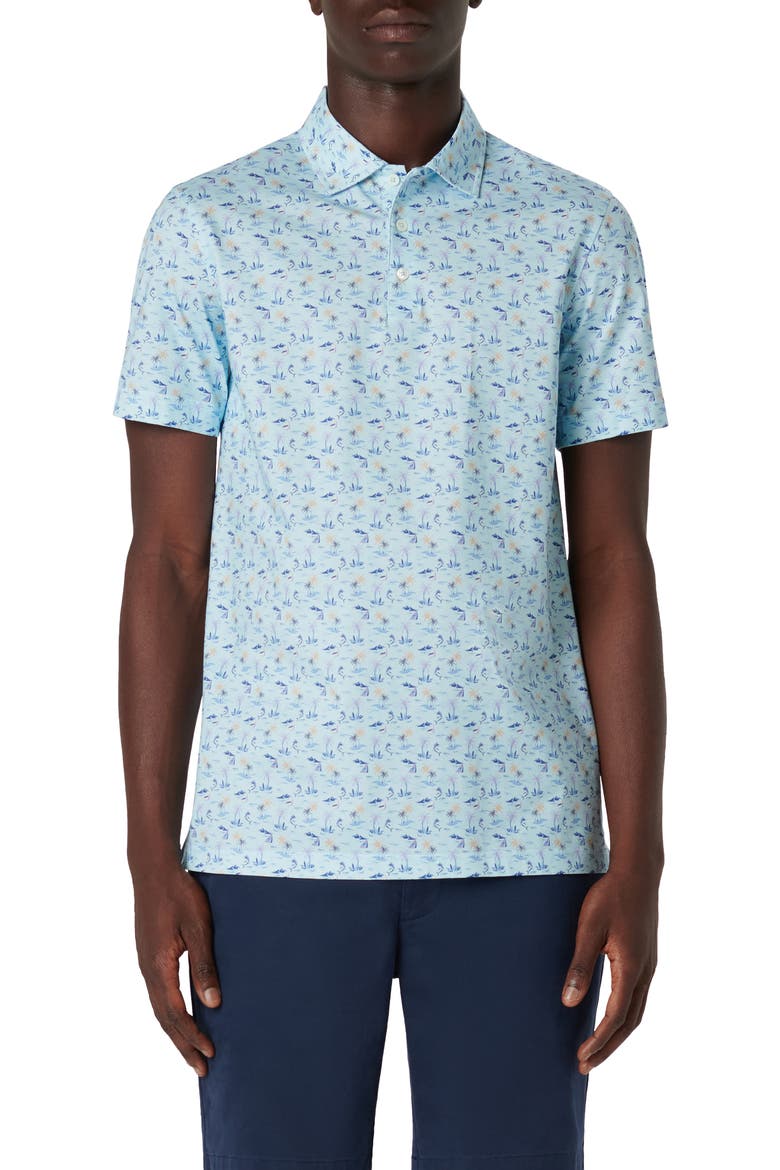 Victor OoohCotton® Tropical Print Polo, Main, color, AQUA