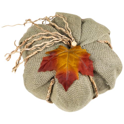 Northlight Burlap And Jute Fall Harvest Pumpkin Decoration In Green