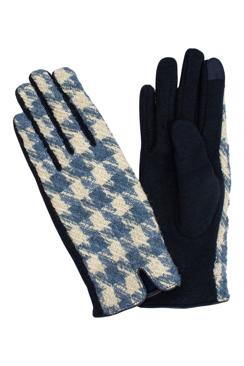 Houndstooth Jersey Touchscreen Gloves, Main, color, BLUE