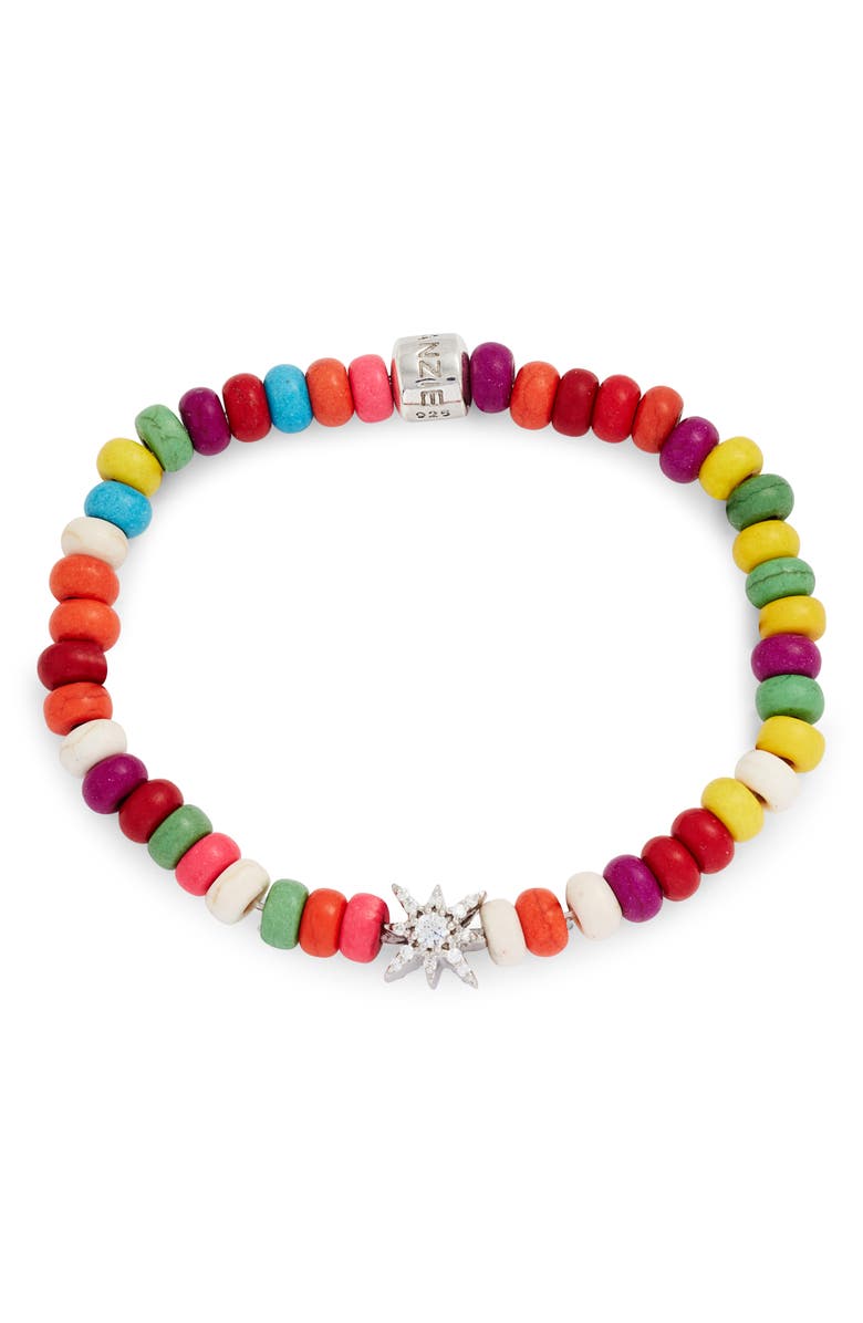 Anzie Bohème Multicolor Beaded Stretch Bracelet, Main, color, Multicolored Silver