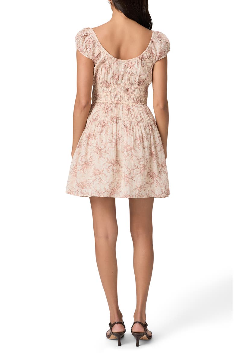 Rosewood Shirred Bodice Cotton Mini Sundress, Alternate, color, BONE / SUNSET