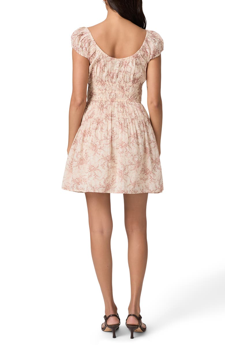PAIGE Rosewood Shirred Bodice Cotton Mini Sundress, Alternate, color, Bone / Sunset