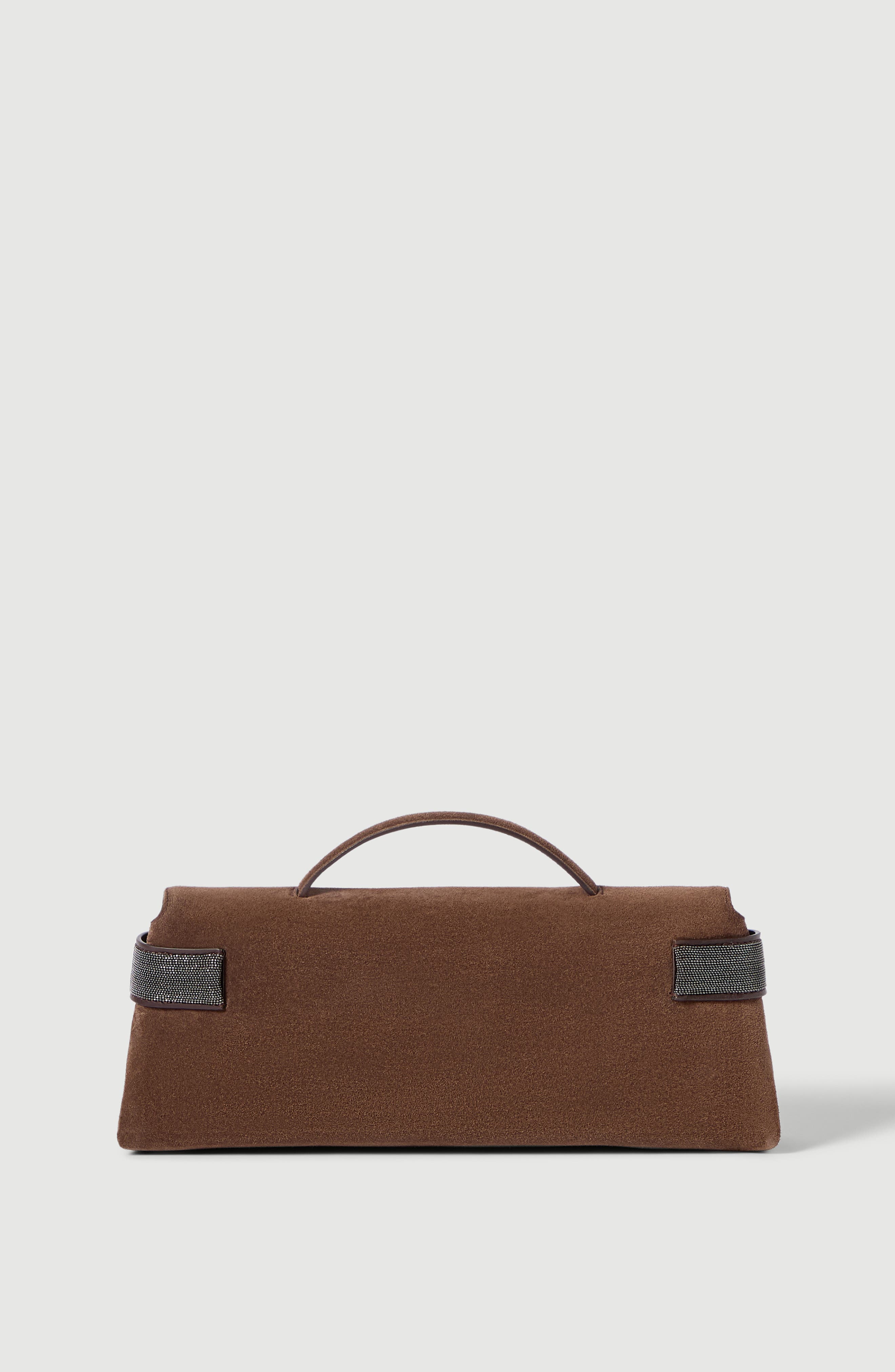 Suede Essence clutch bag, Alternate, color, Caramel