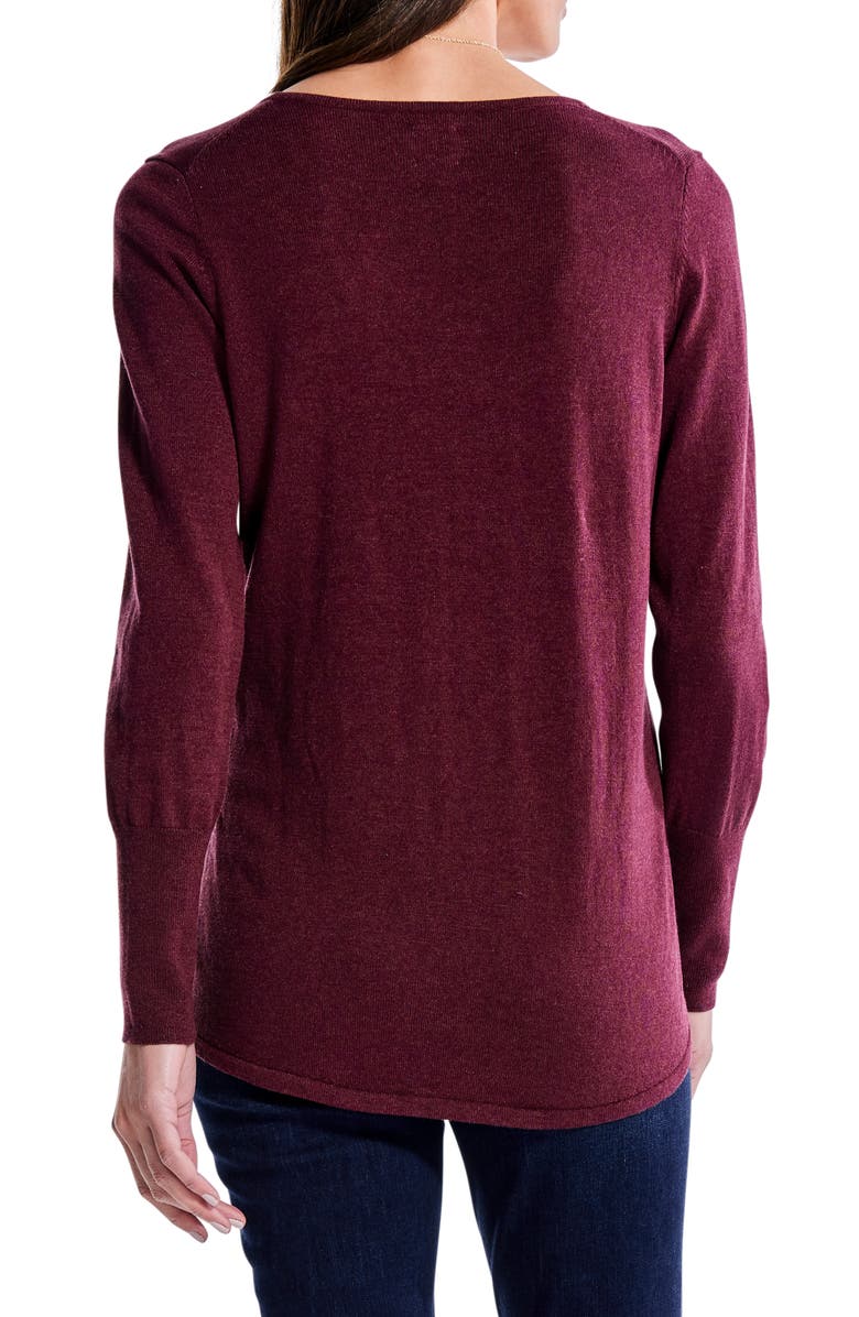 NIC+ZOE Vital V-Neck Sweater, Alternate, color, Port