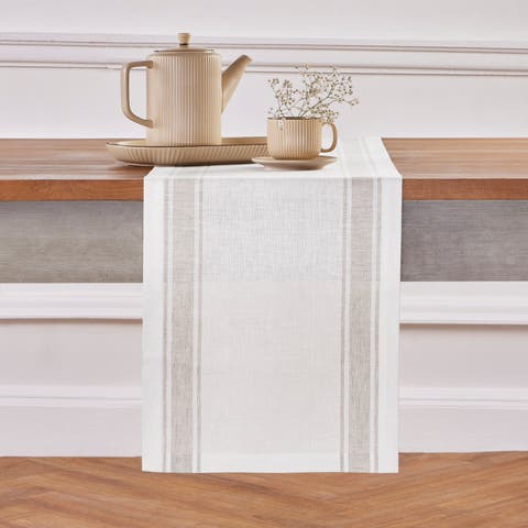 Linen Table Runner for Dining Table, Holiday and Everyday Table Decor - Country Stripe