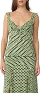 Diane von Furstenberg Lia Polka Dot Ruffle Trim Top