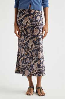 Clover Bias Cut Silk Blend Skirt