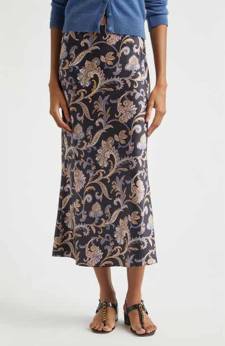 Clover Bias Cut Silk Blend Skirt