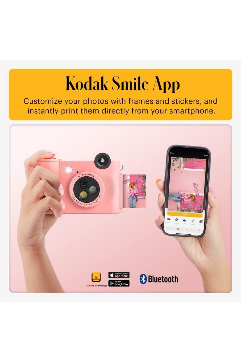 Smile+ Wireless 2x3 Digital Instant Print Camera with Effect Lenses & Zink Technology, Alternate, color, Pink