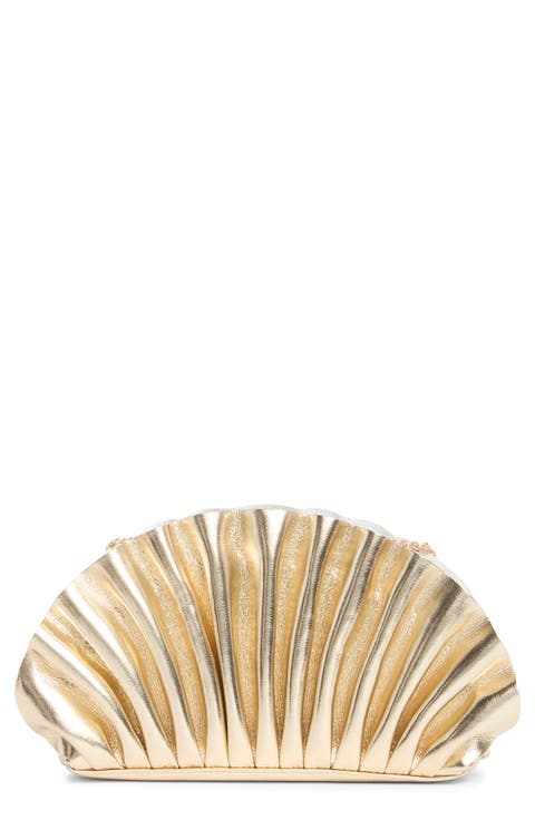 Hollie Pleated Faux Leather Frame Clutch