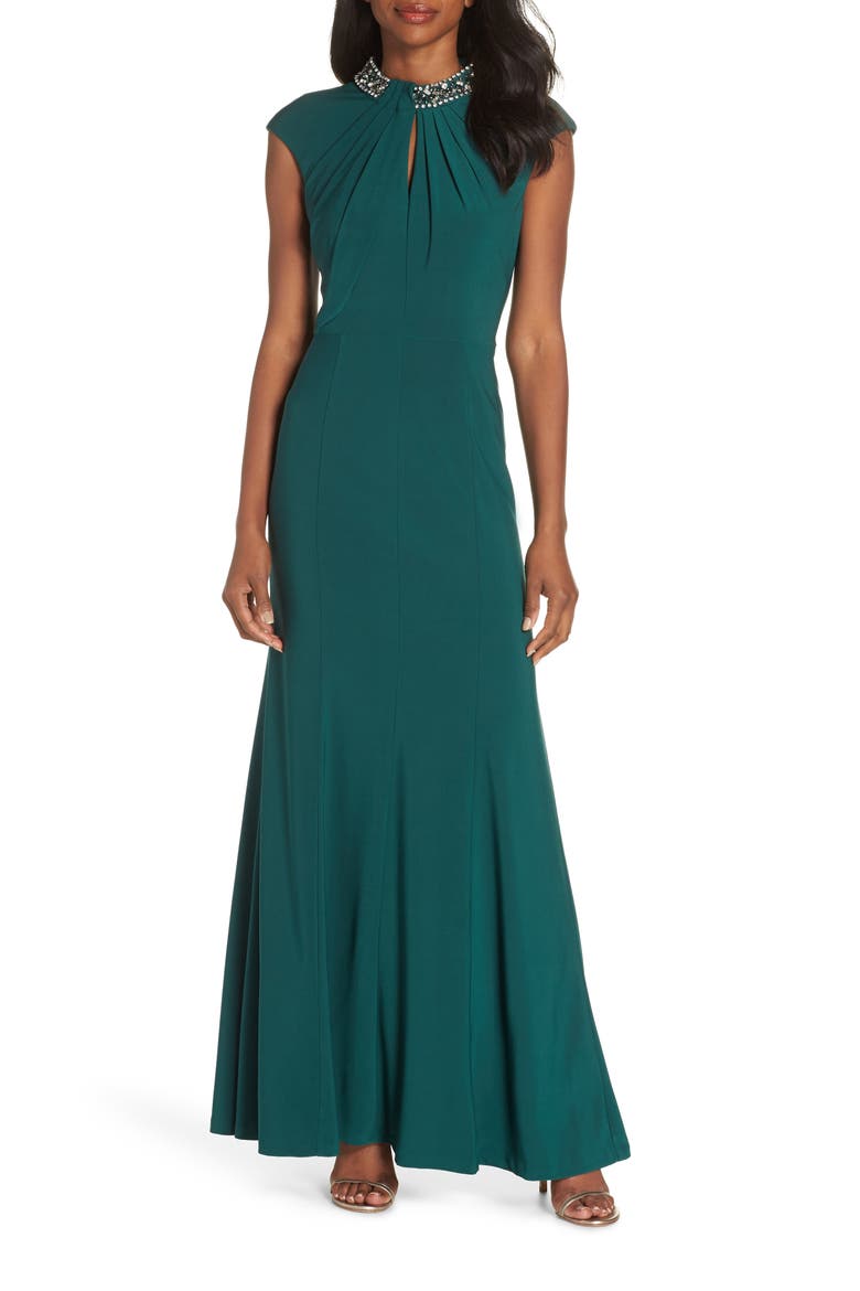 Cap Sleeve Gown, Main, color, HUNTER