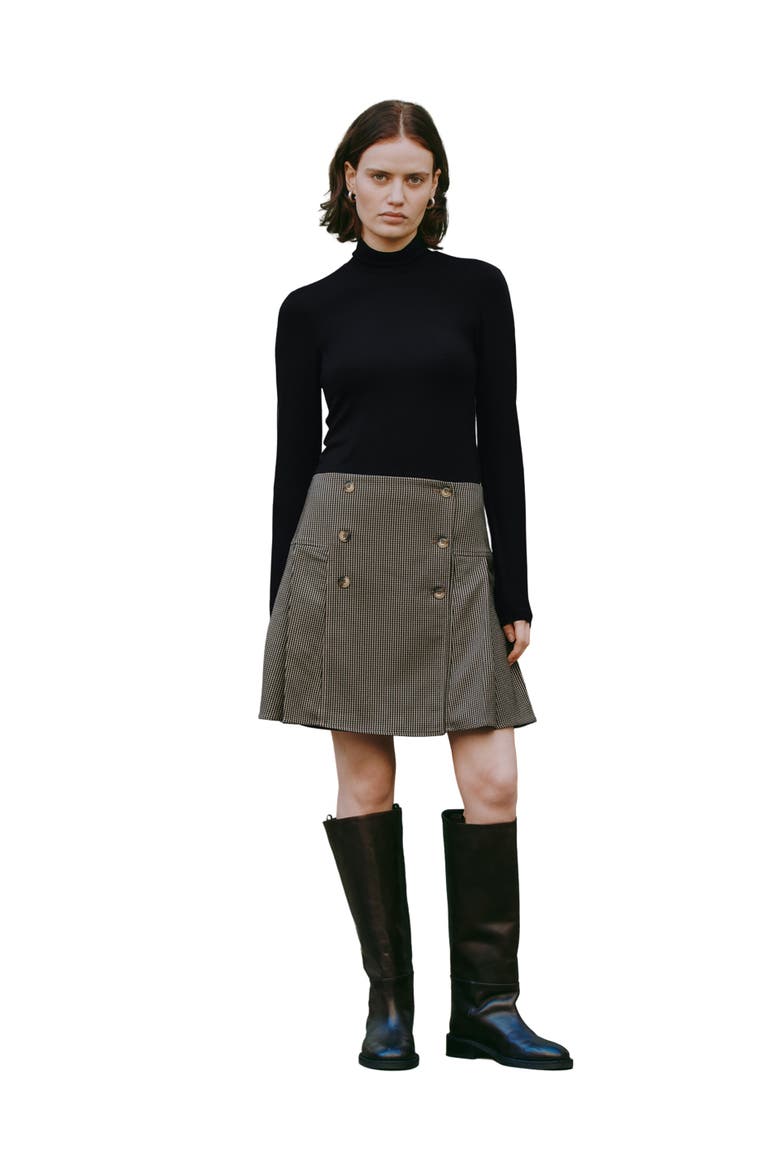 Pleated Short Skirt, Alternate, color, Brown