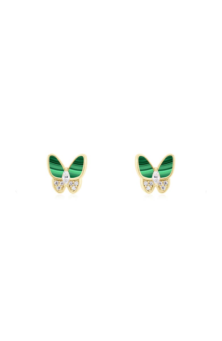 The Lovery Fine Jewelry Malachite CZ Butterfly Stud Earrings, Alternate, color, Malachite