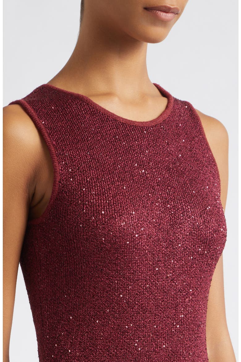 Cleo Sequin Midi Dress, Alternate, color, OXBLOOD