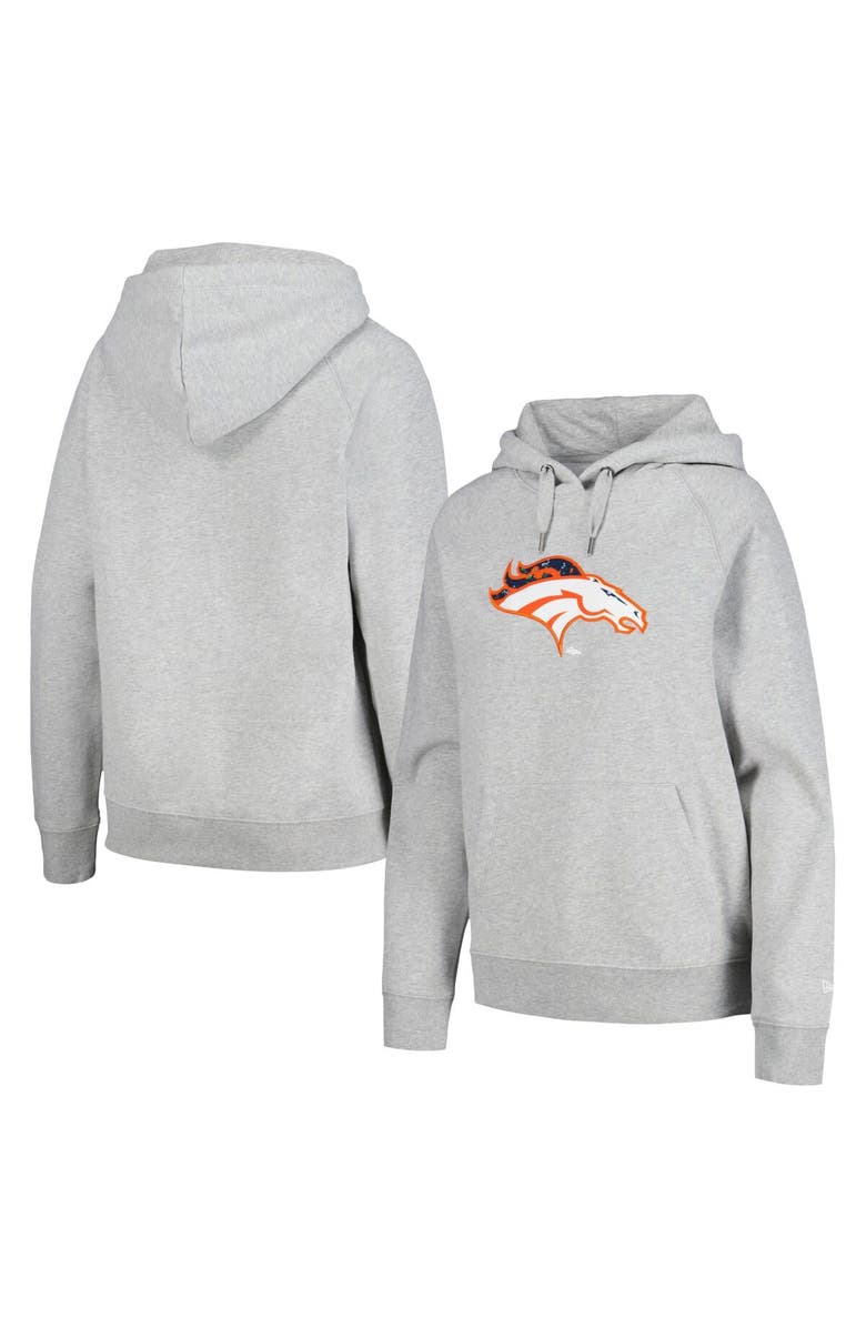 New Era Women's New Era  Gray Denver Broncos Floral Raglan Pullover Hoodie, Main, color, Gray