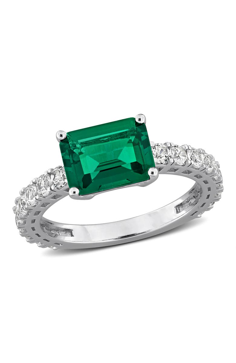 Julianna B. Lab-Created Emerald & White Sapphire Ring, Main, color, 