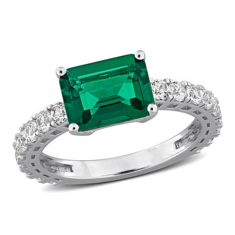 Lab-Created Emerald & White Sapphire Ring