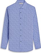 Bugatchi Axel Ogee Print Shaped Fit Stretch Cotton Button-Up Shirt