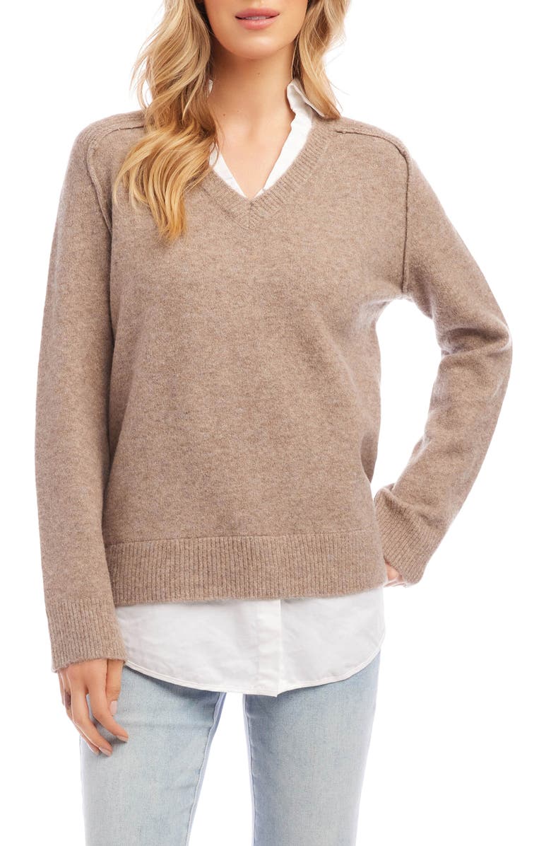 Karen Kane Mixed Media Layered Sweater, Main, color,