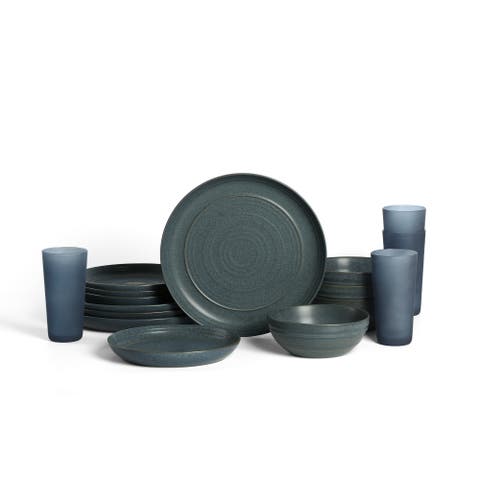 Elio 16-Piece Dinnerware Set with Glassware, Service for 4