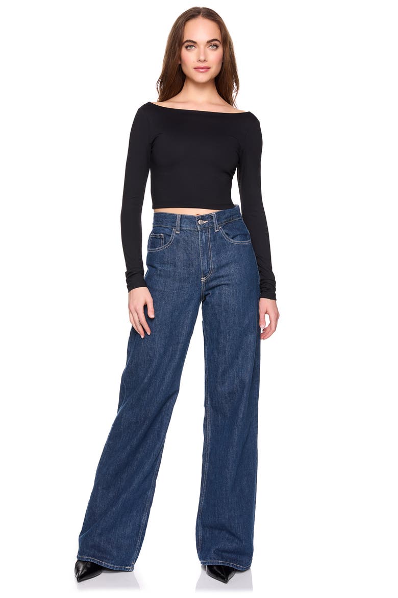 Scoop Back Crop Top, Alternate, color, BLACK