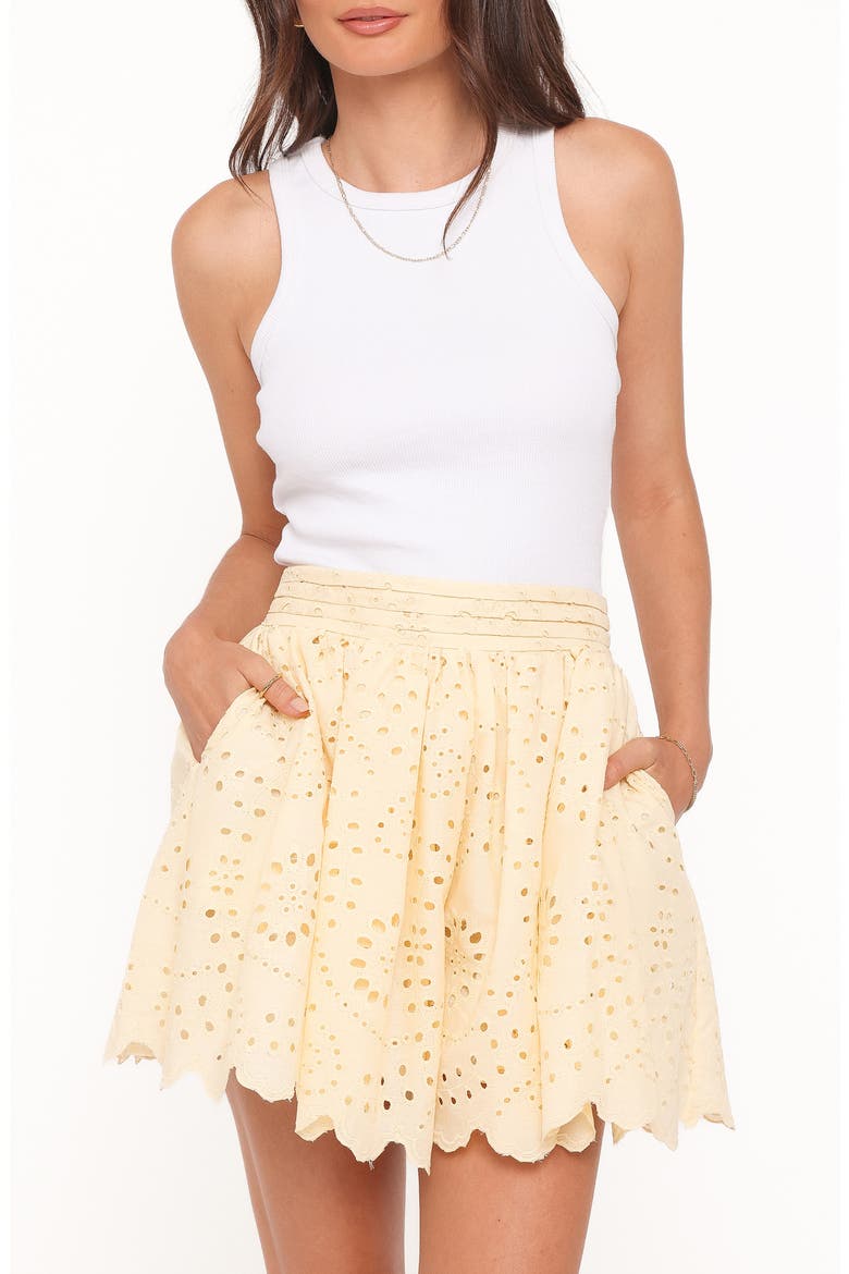 Regina Eyelet Flowy Shorts, Alternate, color, BUTTER YELLOW