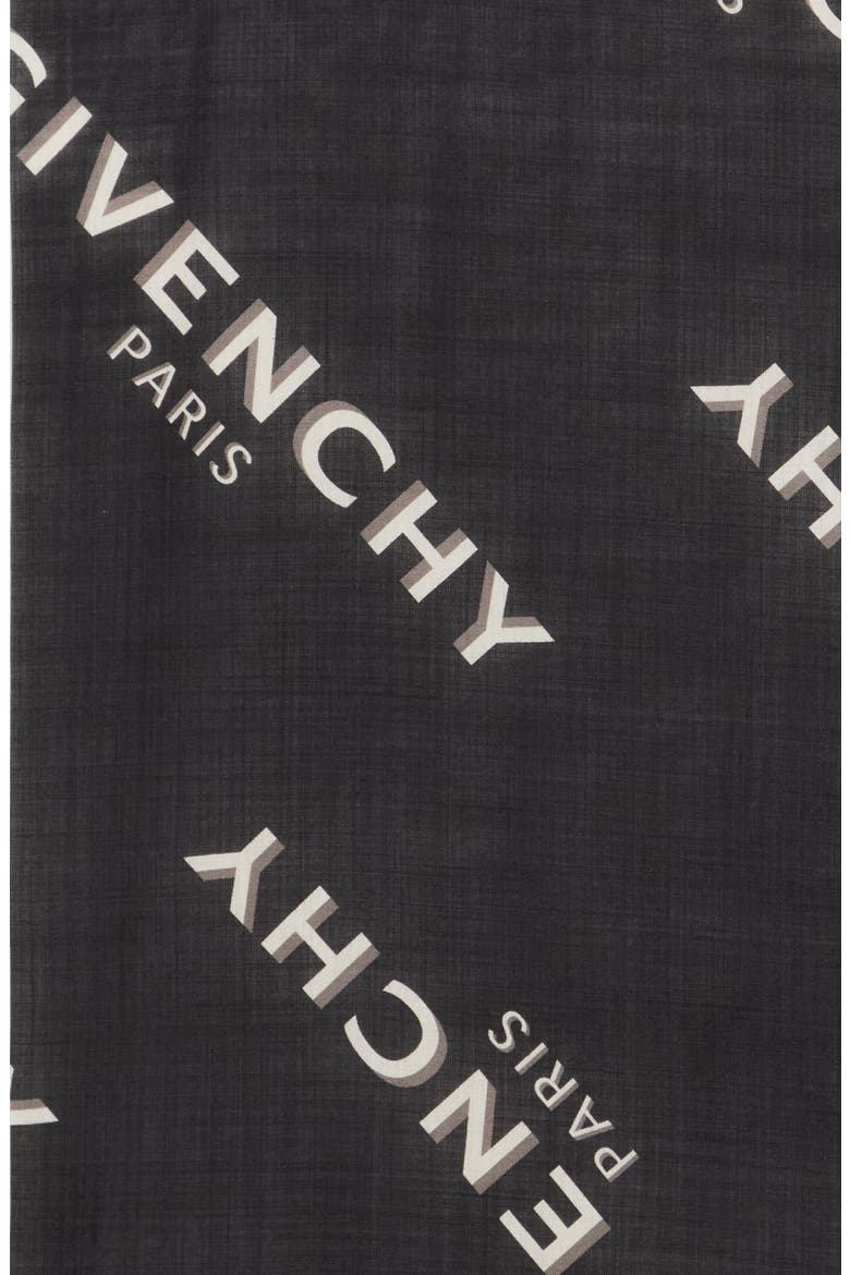 Shadow Logo Virgin Wool & Silk Oblong Scarf, Alternate, color, BLACK