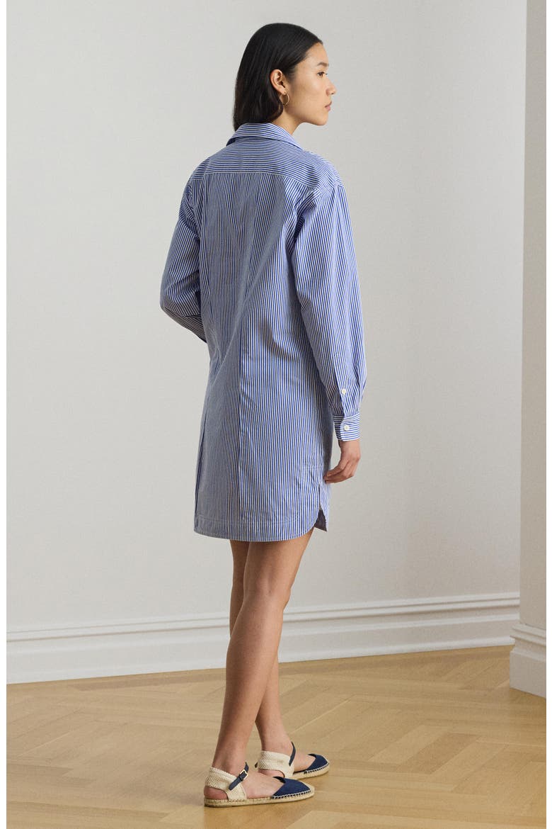 Striped Cotton Broadcloth Shirtdress, Alternate, color, BLUE/ WHITE
