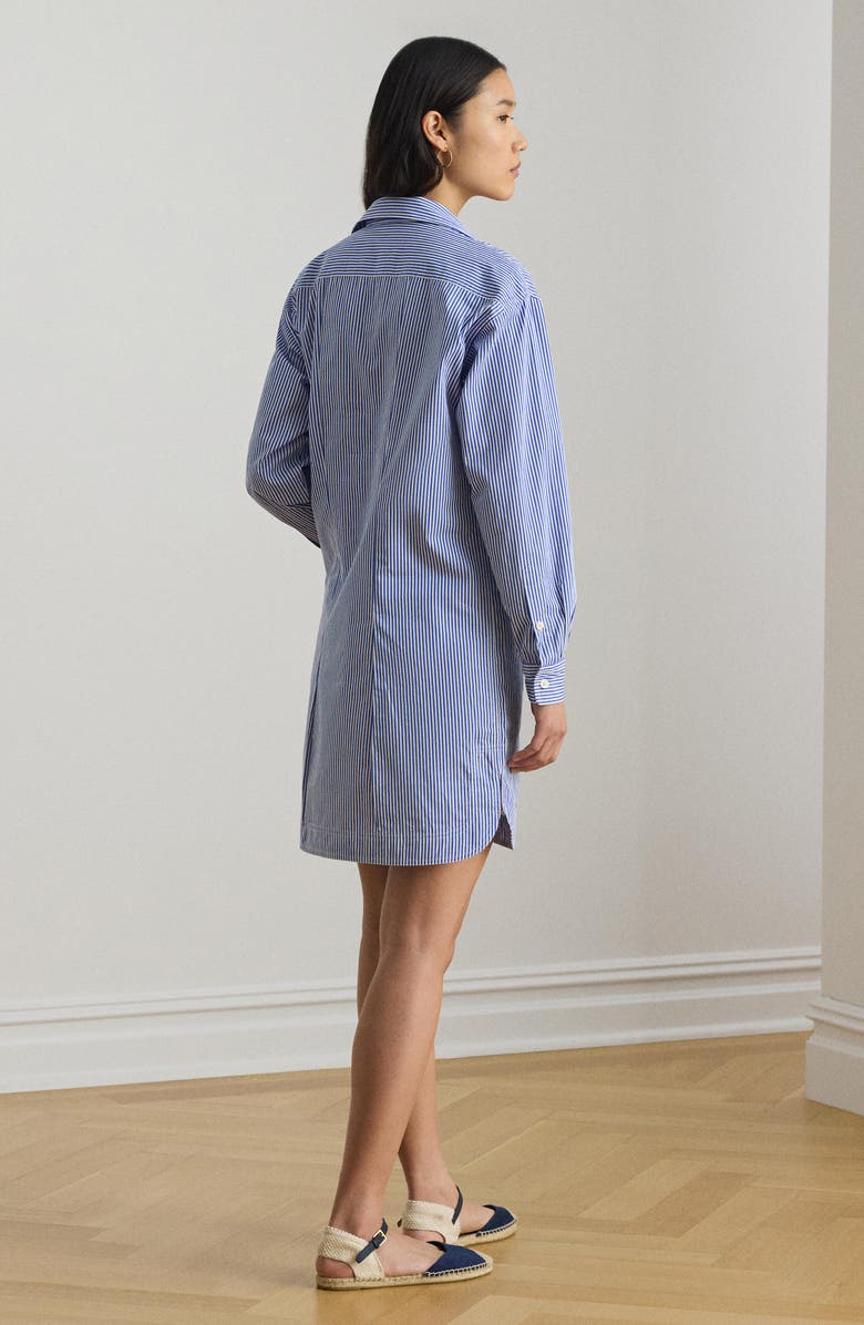Lauren Ralph Lauren Striped Cotton Broadcloth Shirtdress, Alternate, color, Blue/ White