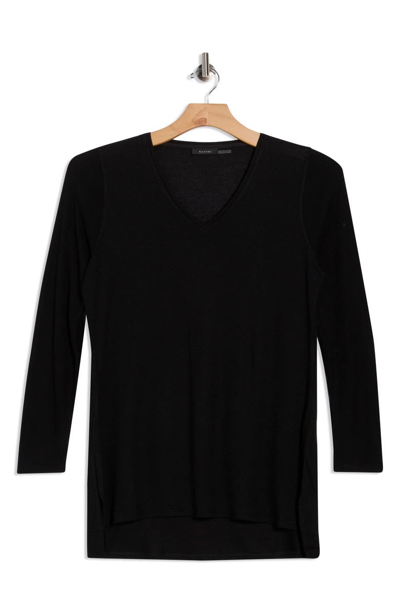 Natori Long Sleeve Pajama Tunic, Main, color, Black