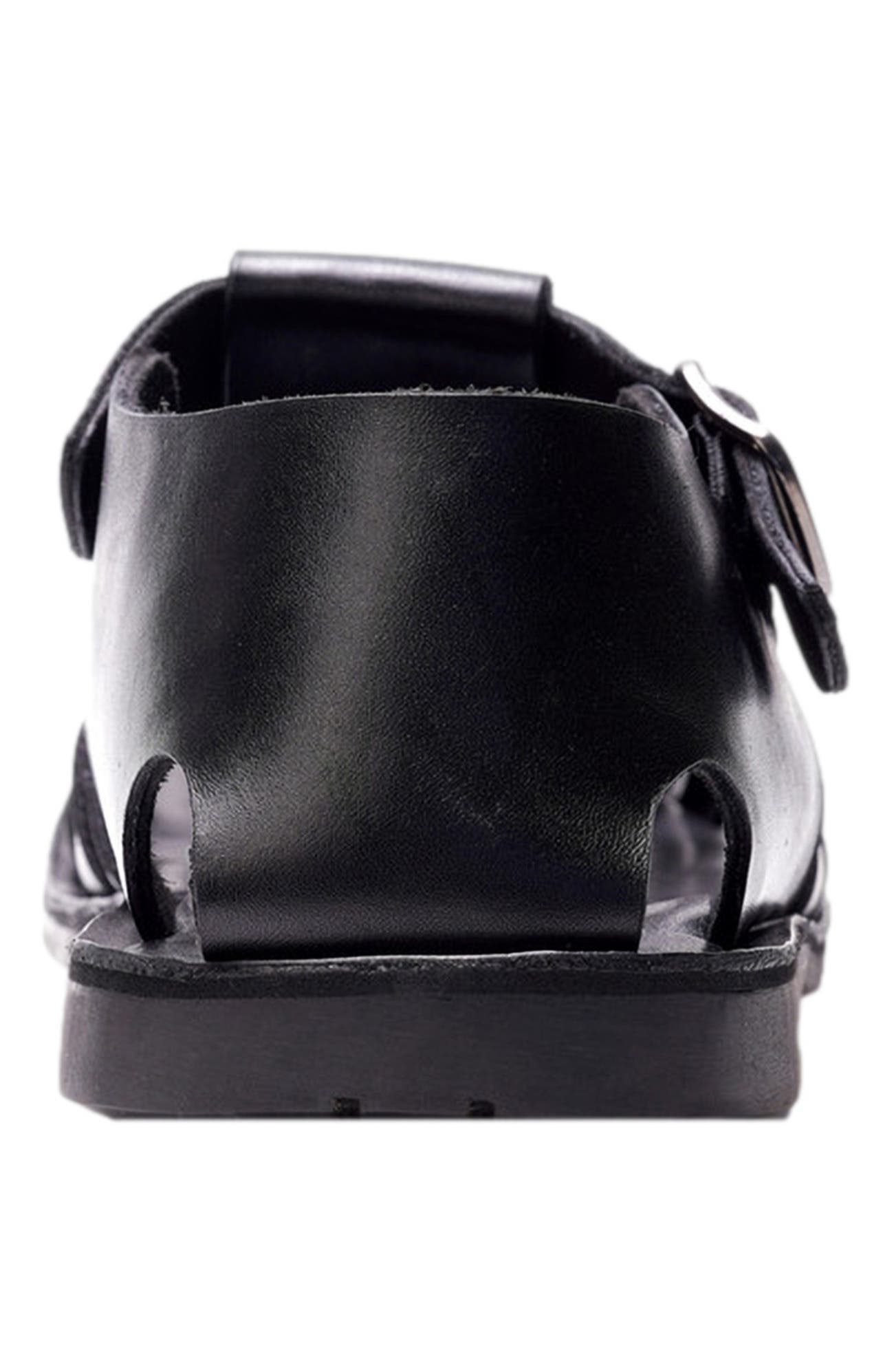 A. Veer Santorini Fisherman Sandal, Alternate, color, Black Leather