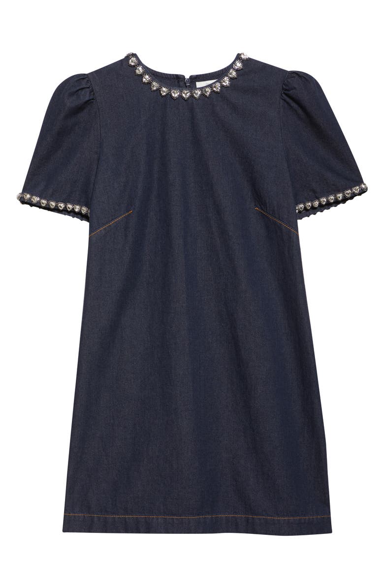 Zimmermann Crystal Embellished Denim Minidress, Alternate, color, Night Sky