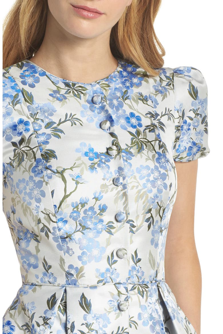 Margaret Poppy Jacquard Fit & Flare Dress, Alternate, color, BLUE BELL COMBO