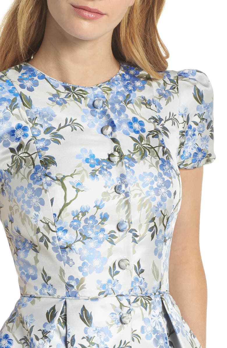 Gal Meets Glam Collection Margaret Poppy Jacquard Fit & Flare Dress, Alternate, color, 