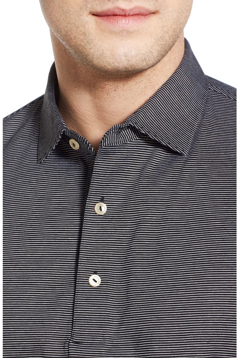 'Finch's Stripe' Egyptian Cotton Lisle Polo, Alternate, color, BLACK