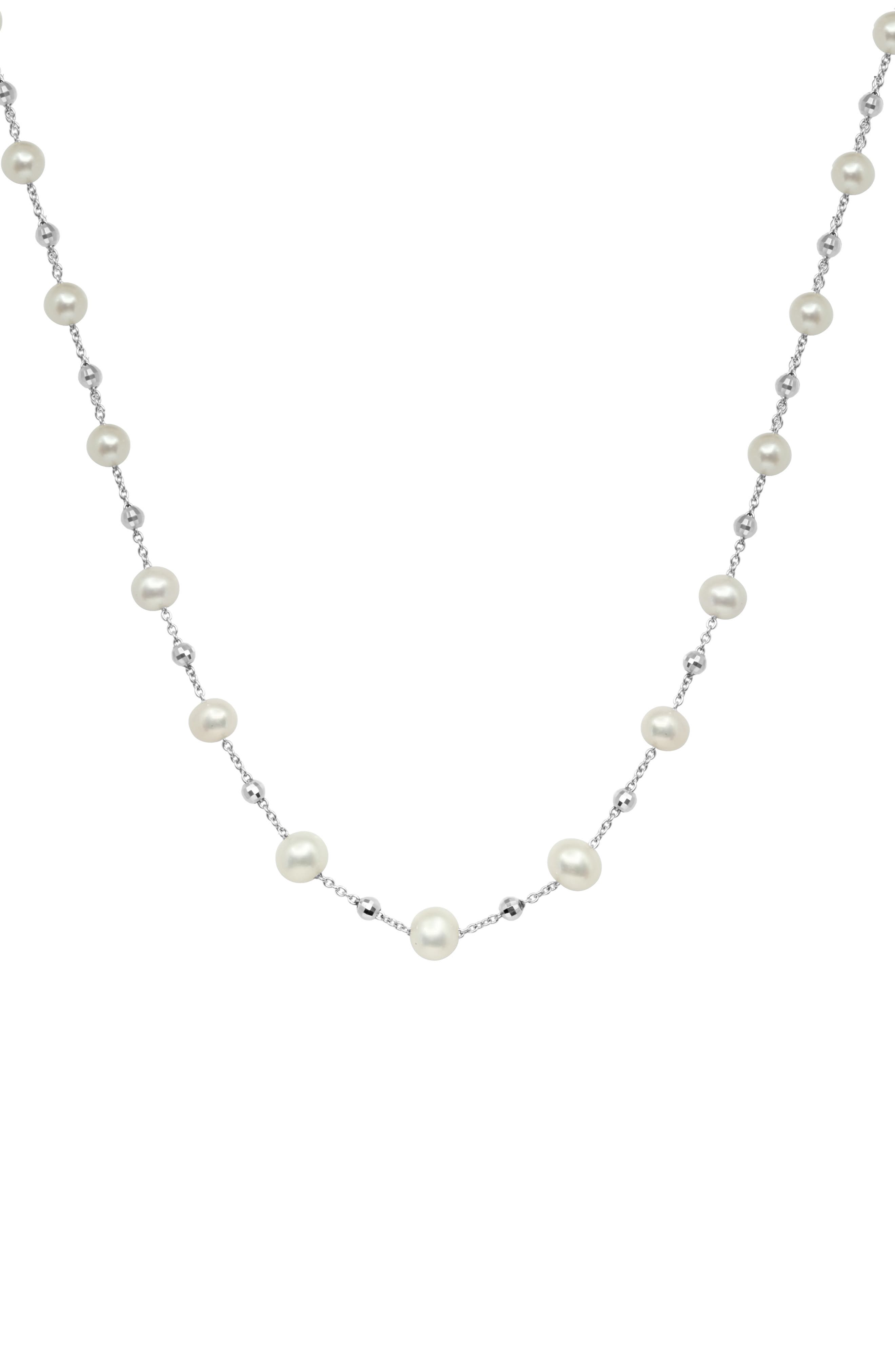 EFFY Sterling Silver 5–8mm Freshwater Pearl Station Chain Necklace