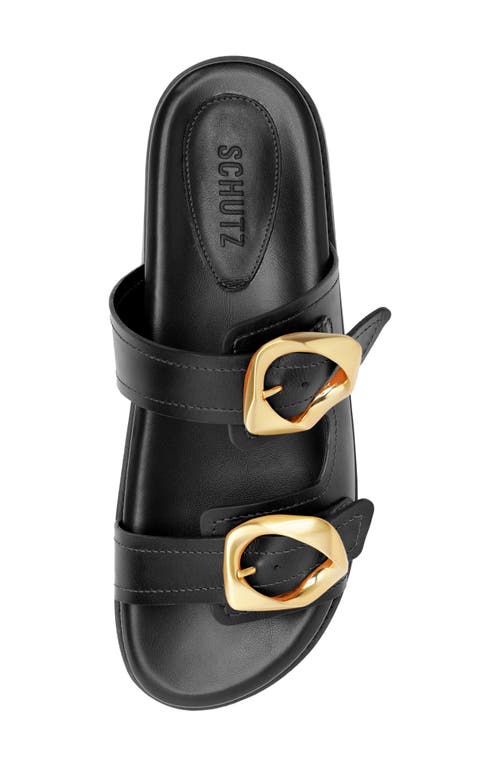 Schutz Olga Buckle Sporty Slide Sandal In Black