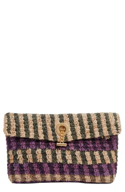 Veronica Beard Anchor Raffia Clutch In Multi
