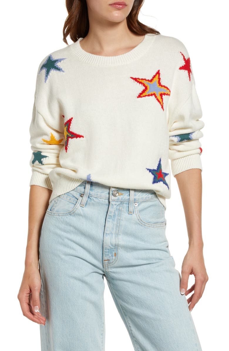 Rails Perci Star Cotton & Cashmere Intarsia Sweater, Main, color, 
