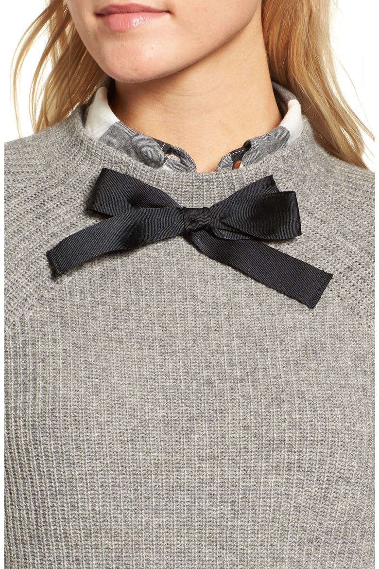 J.Crew Gayle Tie Neck Sweater, Alternate, color, HEATHER GRAPHITE