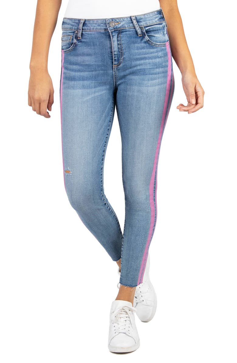 KUT from the Kloth Connie High Waist Side Stripe Ankle Skinny Jeans, Main, color, 