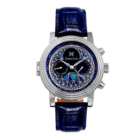 Legacy Leather-Band Watch w/Day/Date