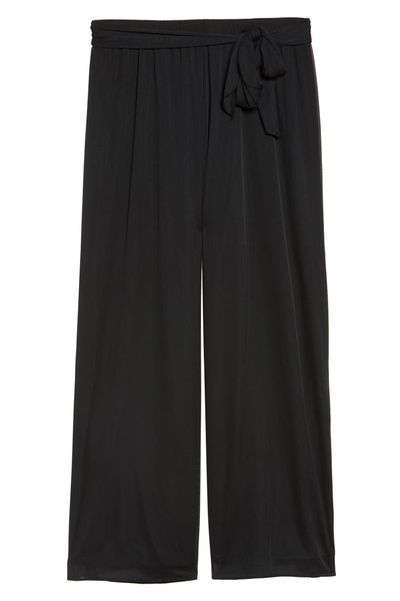 High Rise Tie Waist Wide Leg Pants, Alternate, color, BLACK