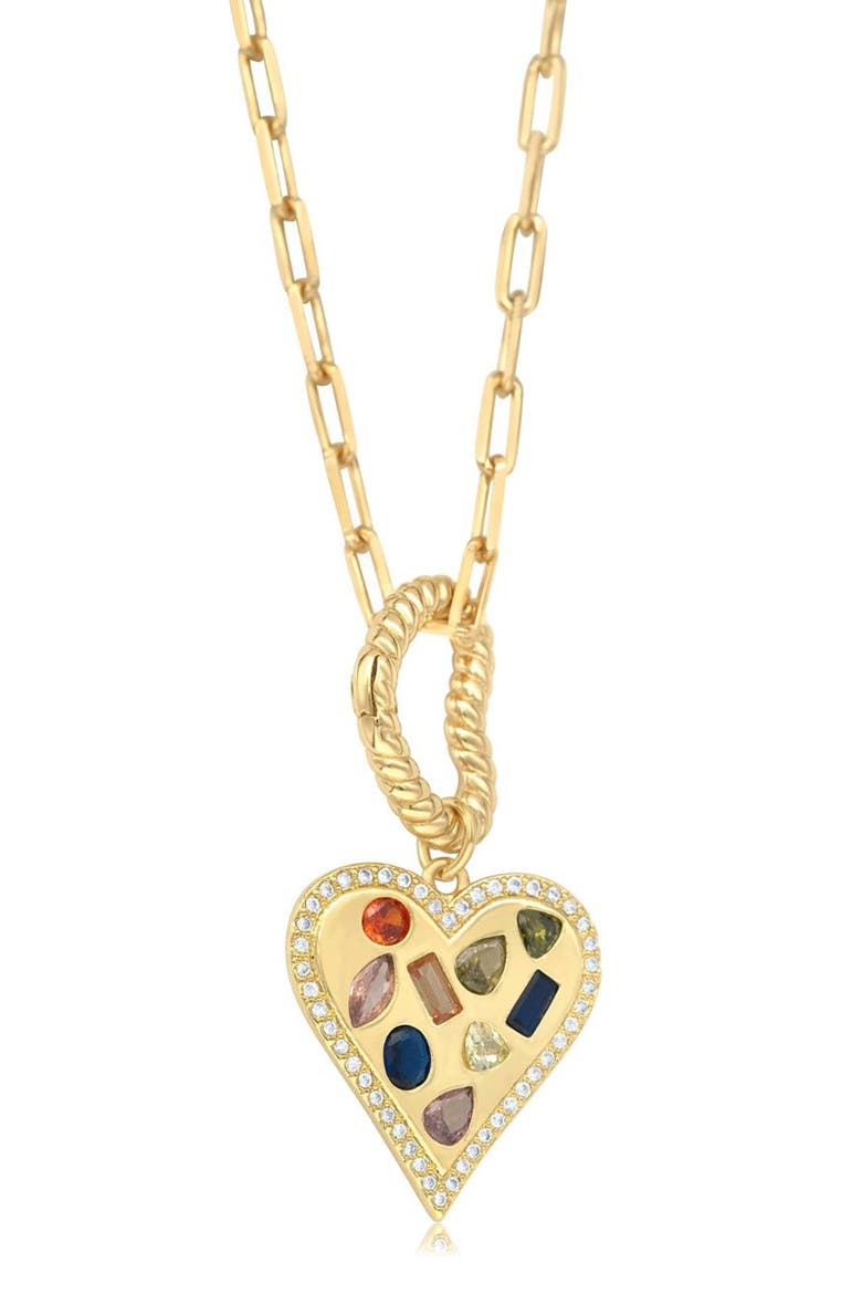 Geometric Heart Pendant Necklace, Main, color, GOLD