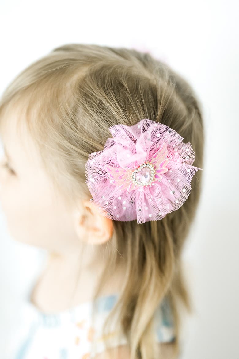 Angel Sparkle Wings Hair Clip Set of 4, Alternate, color, Ivory & Rose Pink